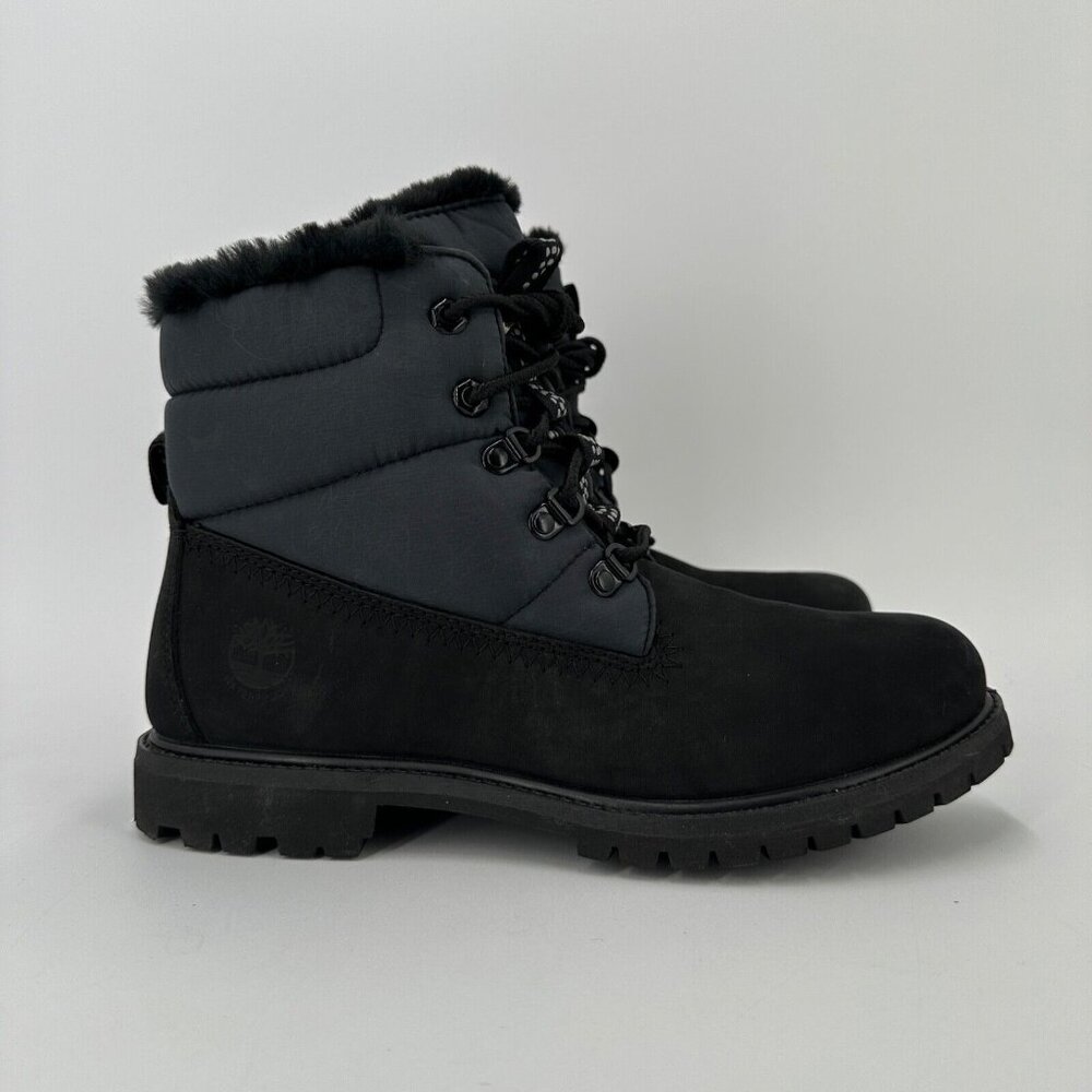 Timberland Premium 6-in Warm-Lined Winter Boots 9 Women's Lace-up Black Nubuck